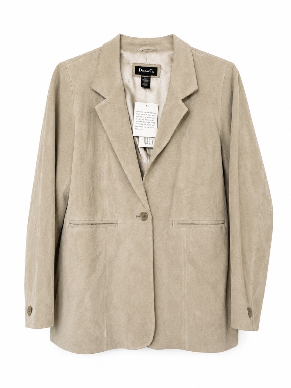 Denim&Co Beige Suede Single-Button Blazer